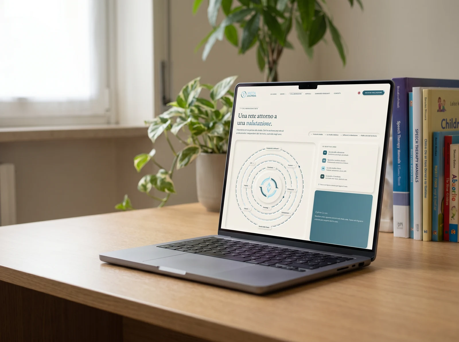 Il sito Metalogopedia su un laptop: la rete di specialisti attorno alla cliente
